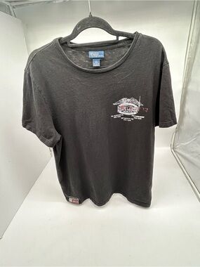Ralph Lauren Vintage Black Short Sleeve Graphic Crewneck Sport Tee Size XL